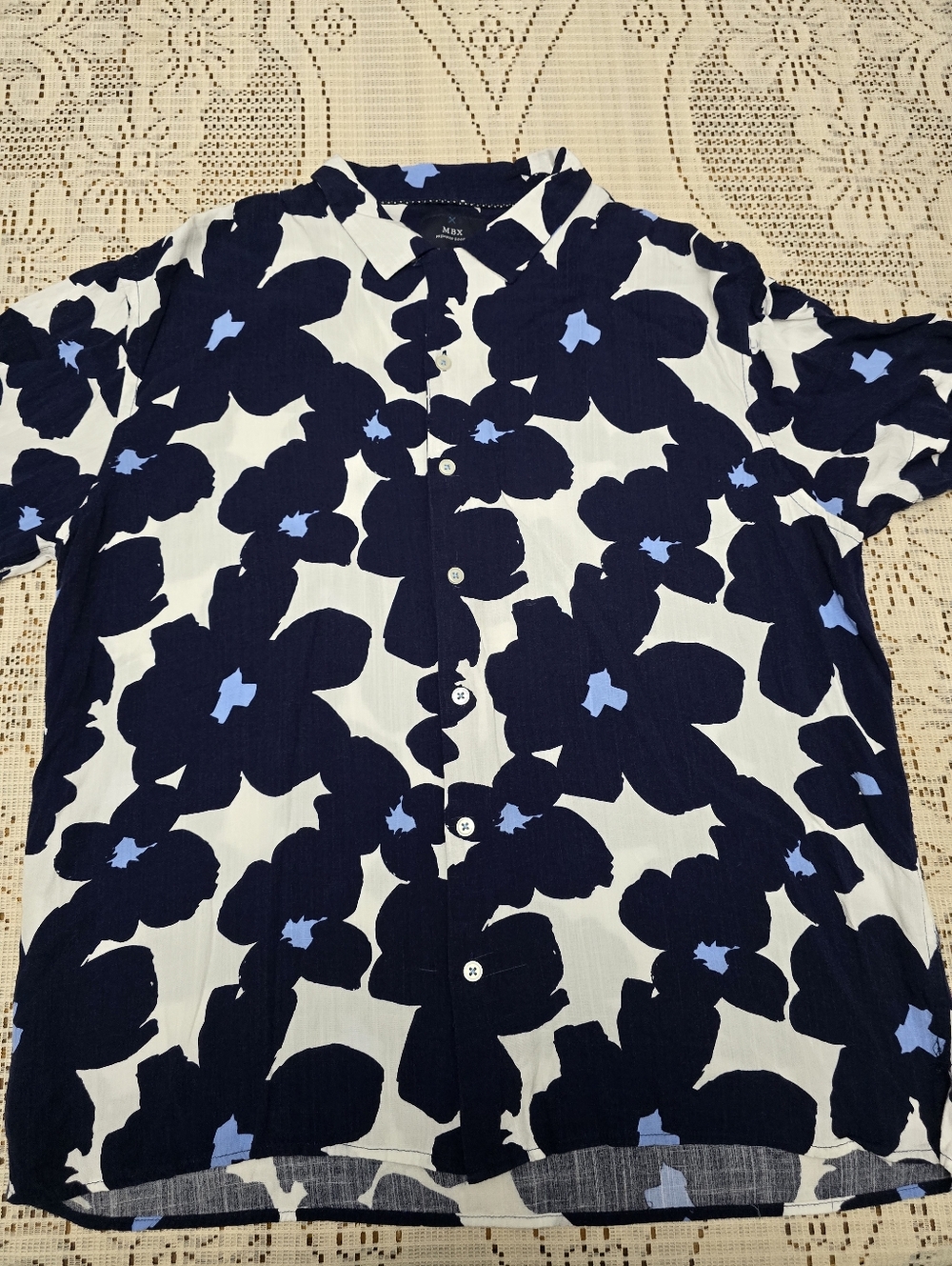 Navy & White Floral Button-Up Shirt